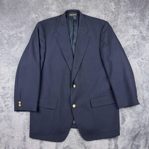 VTG Brooks Brothers Sport Coat Mens 46 Wool Navy Gold Button Blazer Union USA
